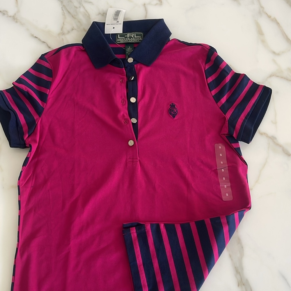 Ralph Lauren Pink and Blue Polo Shirt with Navy Accents